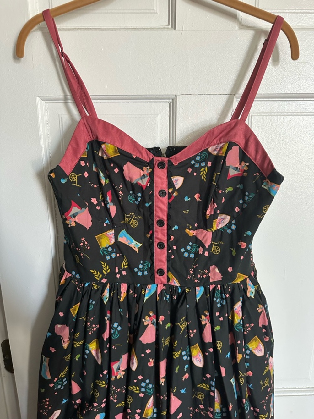 Unique Vintage + Disney Black Midi Dress Sleeping Beauty